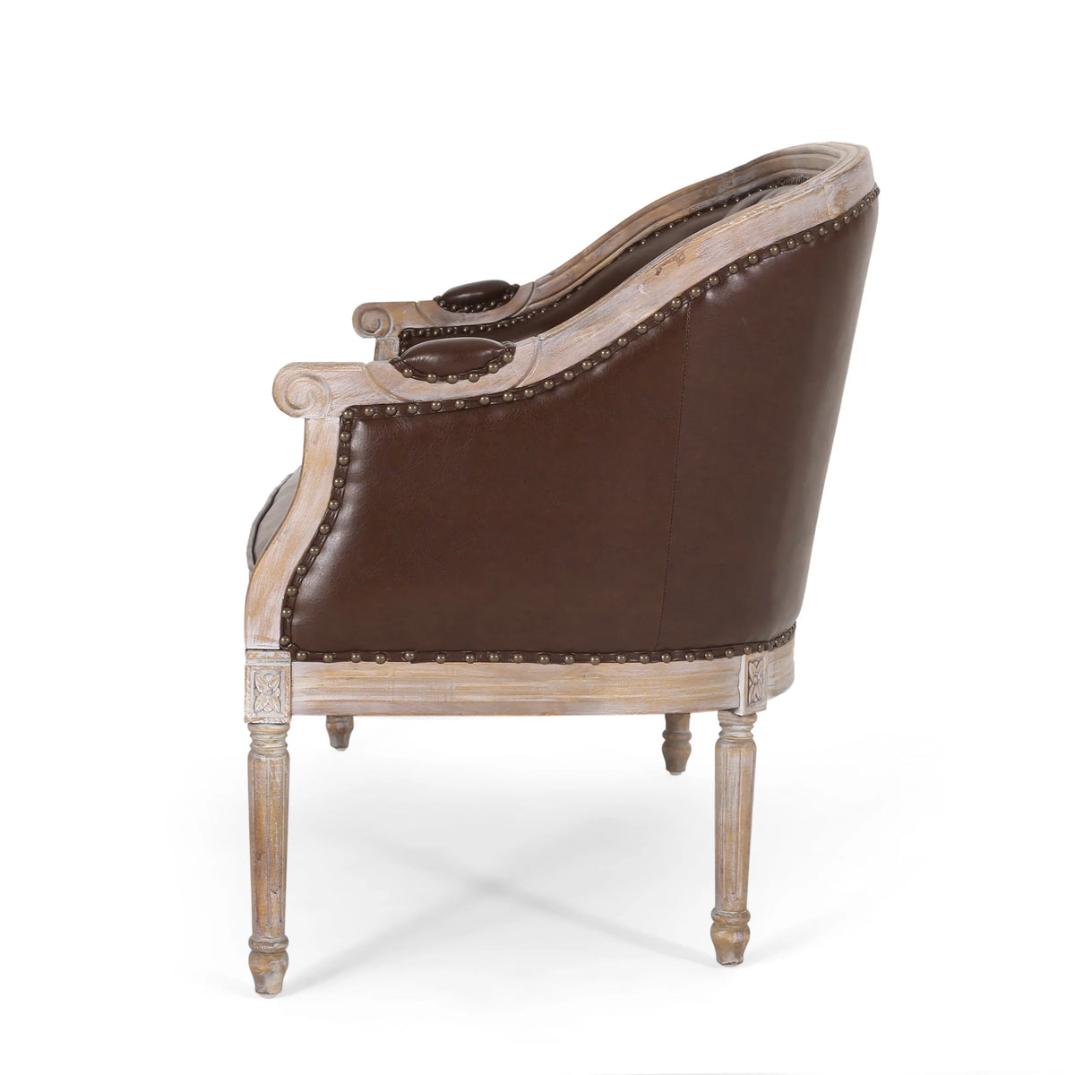 Dark Brown Faux Leather Loveseat H4562