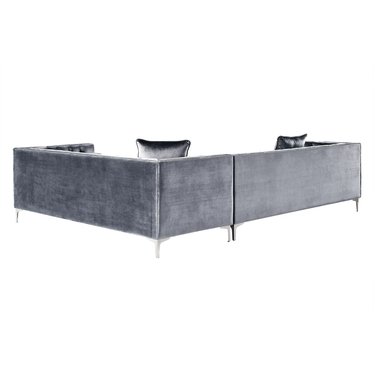 Grey Velvet Corner Sectional Sofa H37933