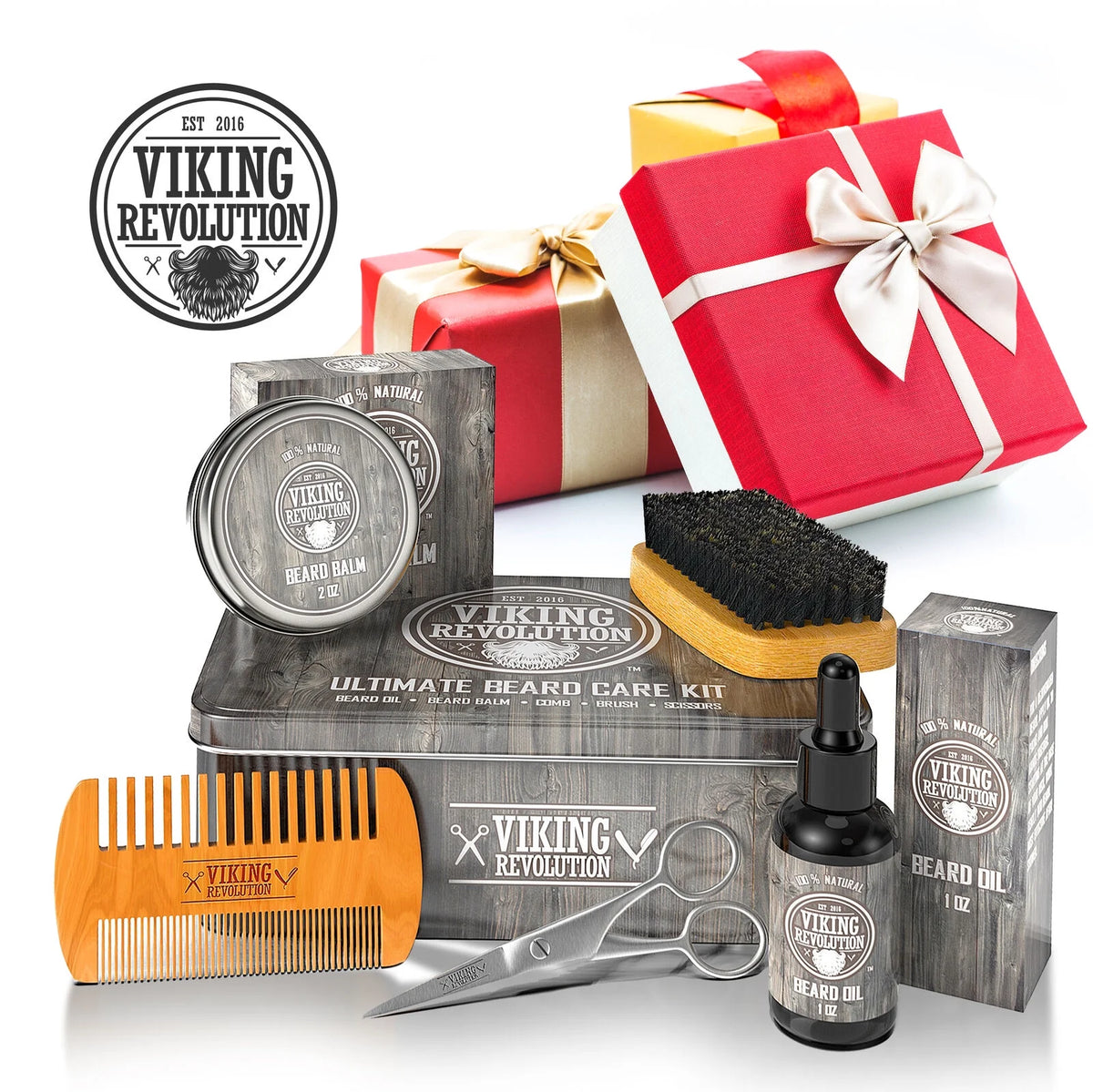 Beard Care Kit with Beard Balm, Beard Oil, Scissors L7483