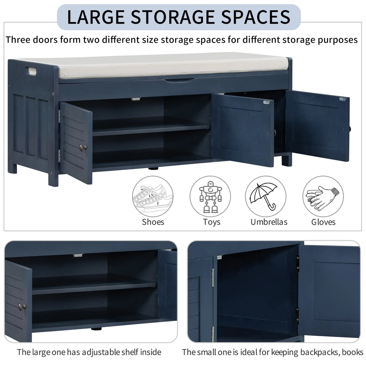 Blue Storage Bench F9591