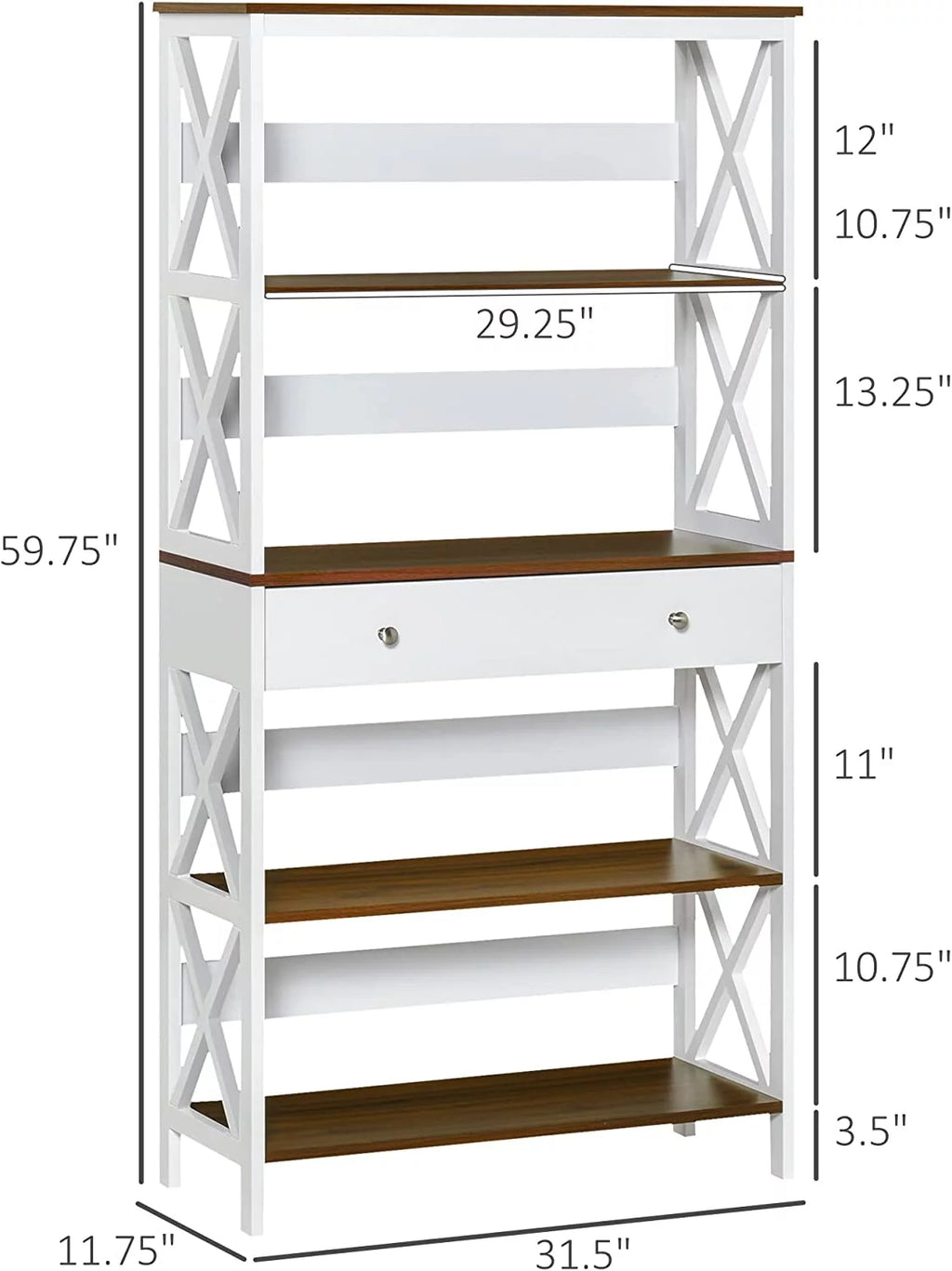 4-Tier White Shelving Bookcase with Drawer P91004