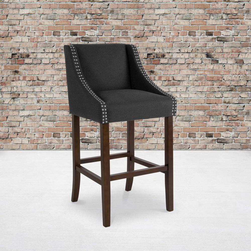 Brown Leather Barstool with Nail Trim X423