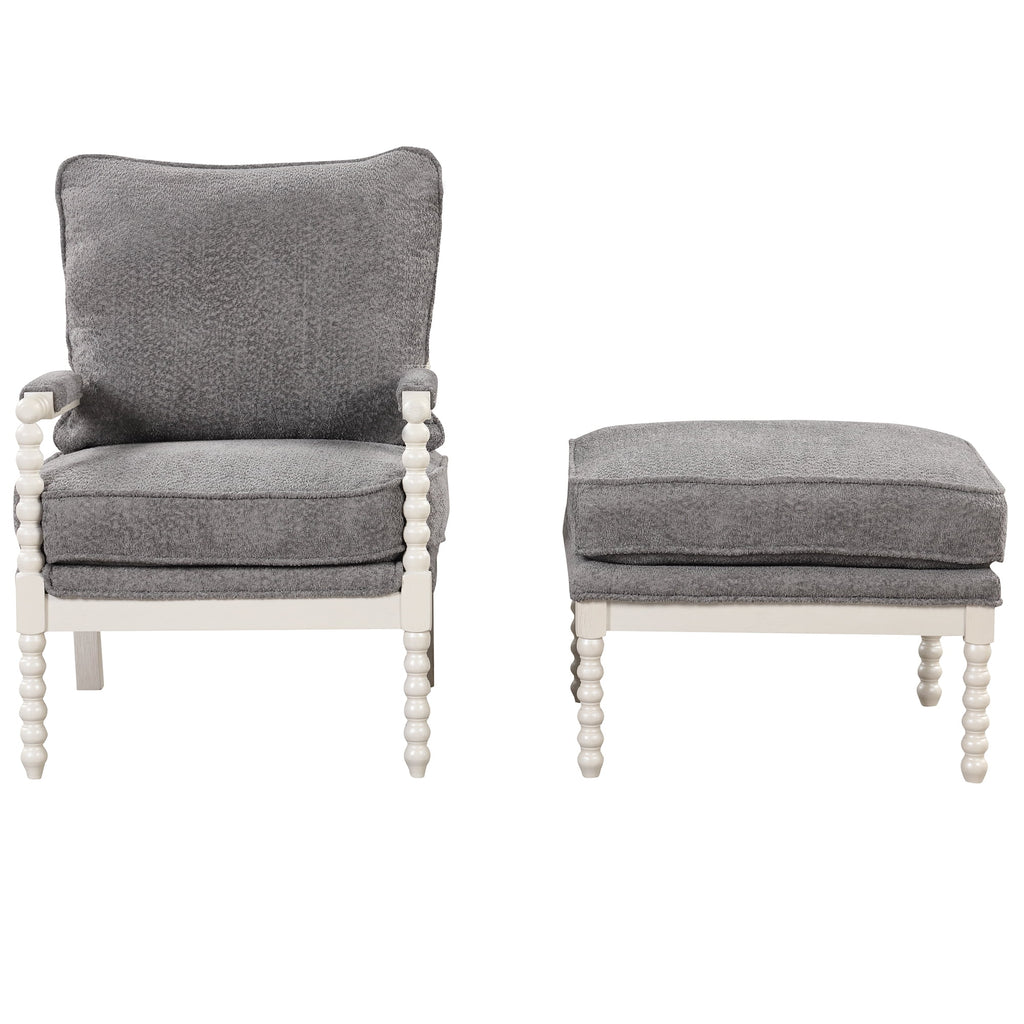 Velvet Accent Chair with Ottoman D95472
