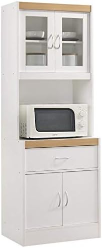 White Kitchen Cabinet with Microwave Storage R3449