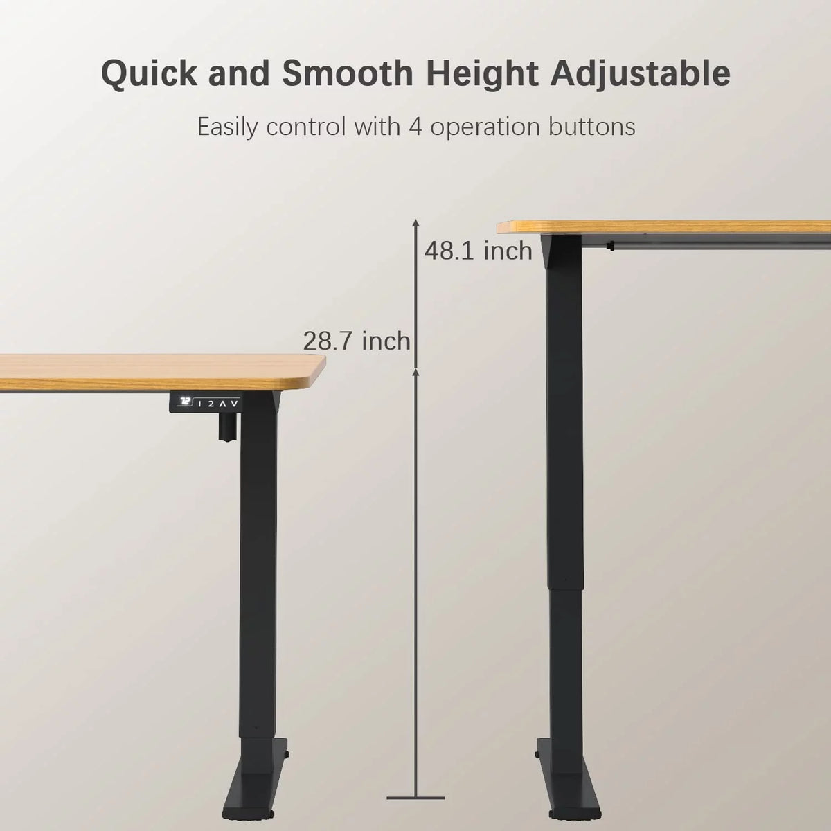 Electric Height Adjustable Standing Desk, 48in Sit Stand up Desk C459138
