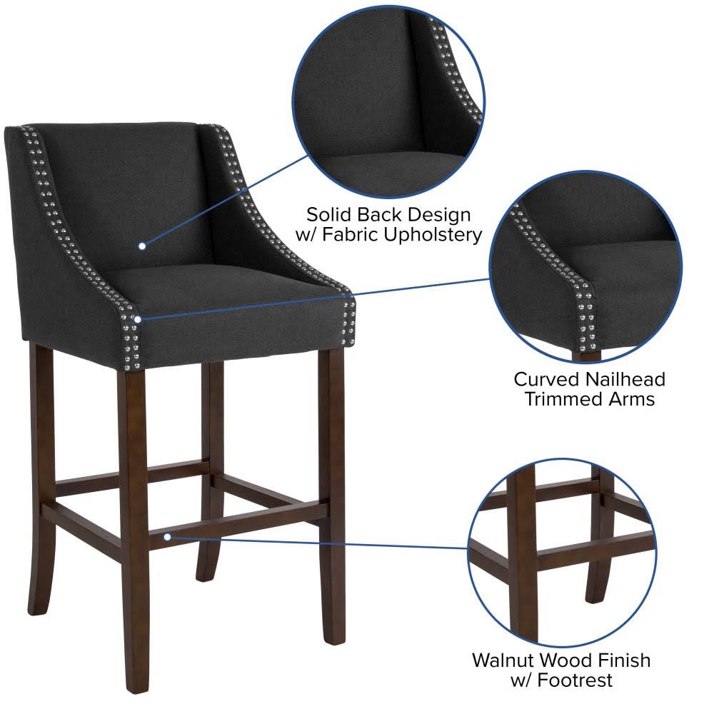 Brown Leather Barstool with Nail Trim X423