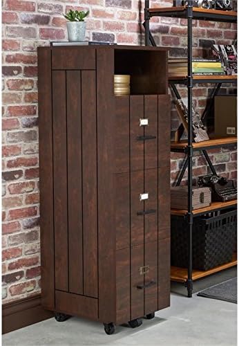 Vintage Walnut Wood Filing Cabinet T538