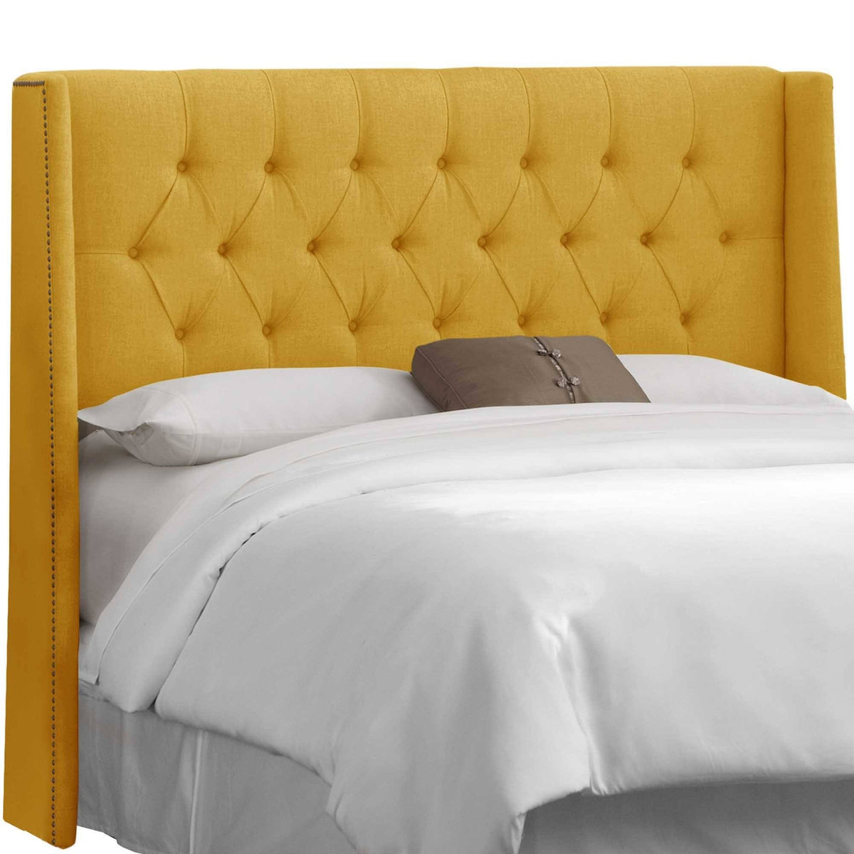 California King Beige Linen Wingback Headboard P802769