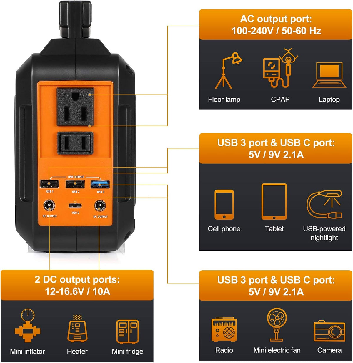 167Wh Portable Power Station with 110V AC Outlet X849