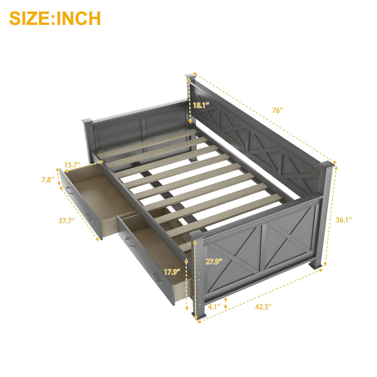 Twin Size Daybed with 2 Drawers F67418