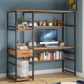 59 Inches Computer Desk with 5 Shelves and Drawer Z423