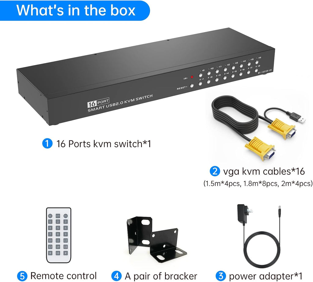 VGA Rack Mount KVM Switch 16 Ports 1U M67976