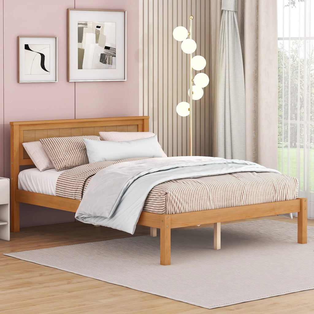 Twin Wood Platform Bed with Headboard C921764