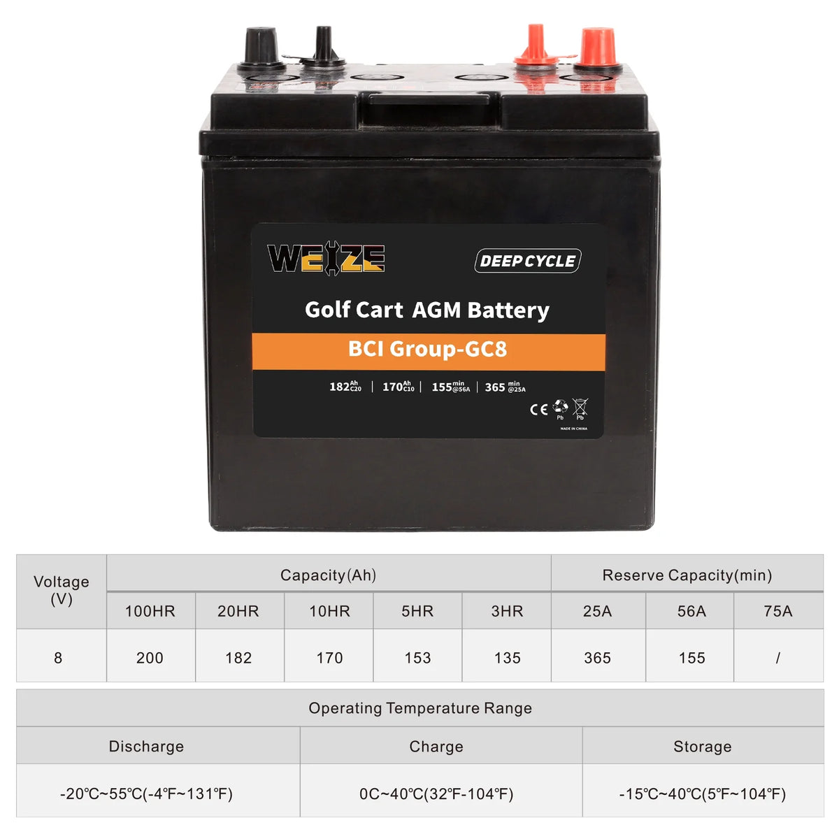 6V 210ah Deep Cycle AGM Battery Y183