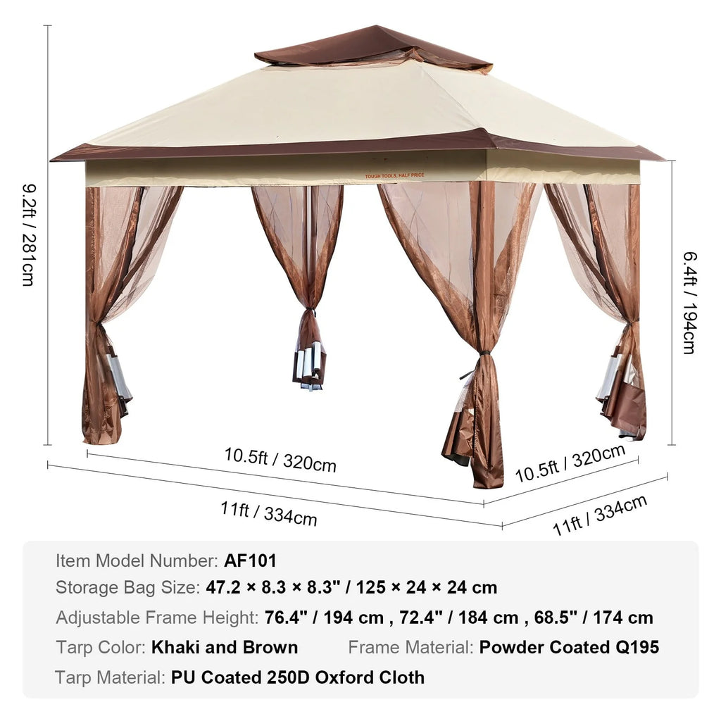 11 x 11 FT Pop up Gazebo with Mosquito Netting Q5764