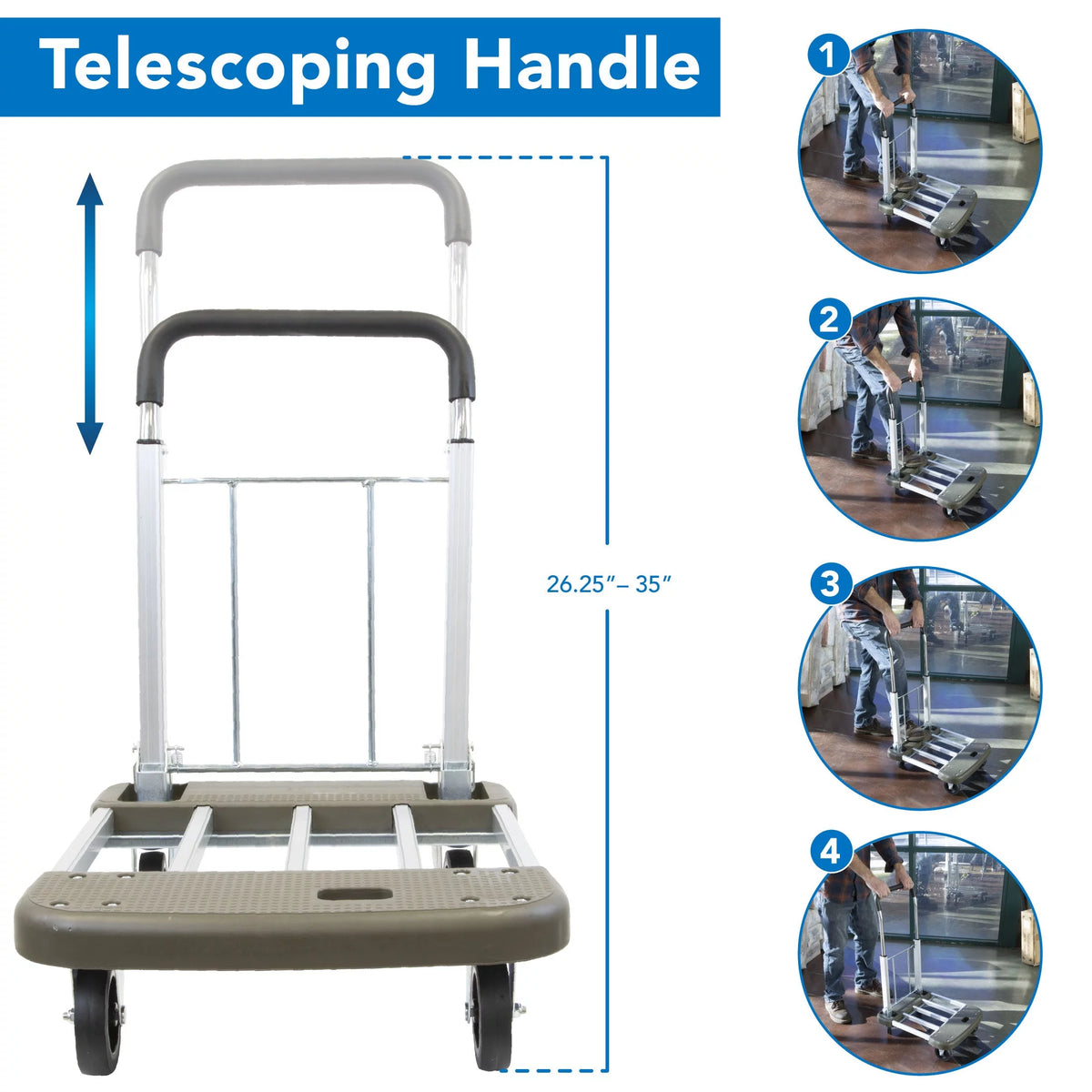 Folding Platform Hand Truck with Expandable Base T6386