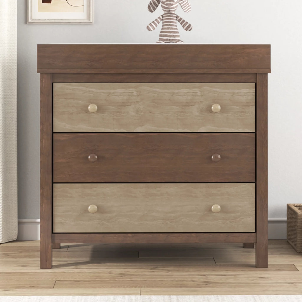 3 Drawer Dresser with Changing Tray in Brown G691