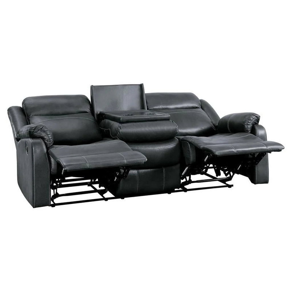 Dark Gray Double Reclining Sofa with Cup Holders V145855