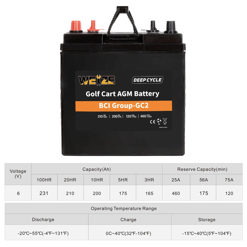6V 210ah Deep Cycle AGM Battery Y183