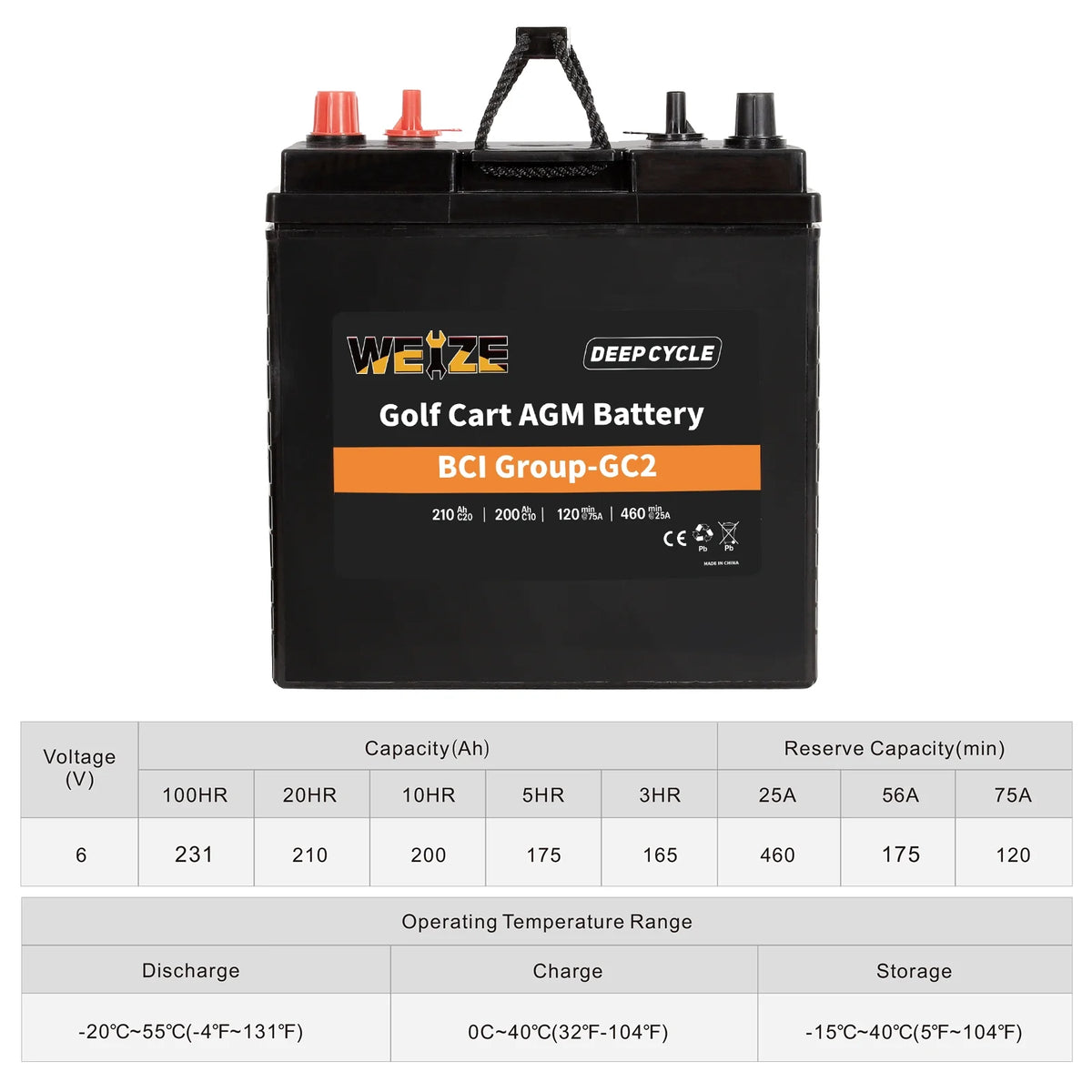 6V 210ah Deep Cycle AGM Battery Y183
