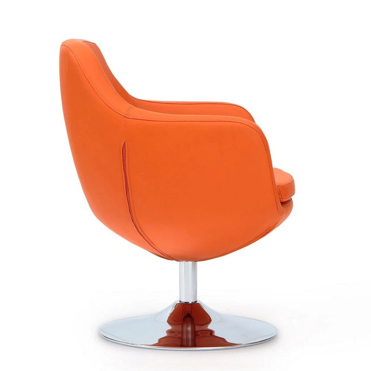 Orange and Polished Chrome Faux Leather Swivel Accent Chair Set of 2 Y433561