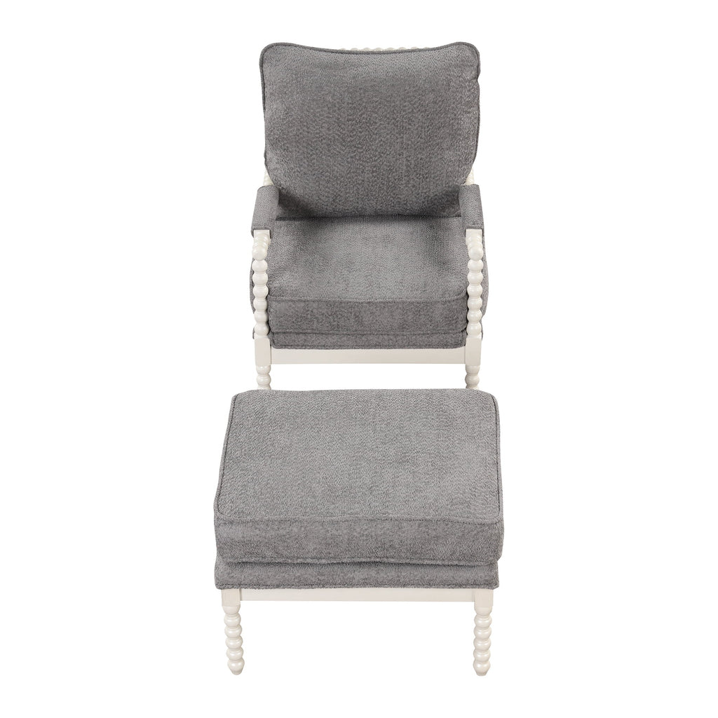 Velvet Accent Chair with Ottoman D95472