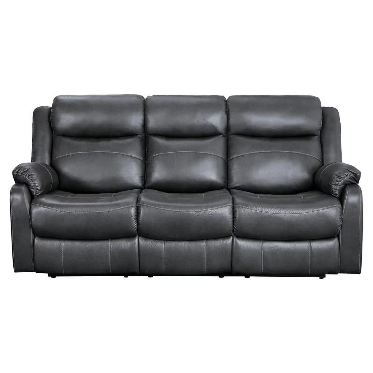 Dark Gray Double Reclining Sofa with Cup Holders V145855