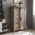 5 Drawer Reclaimed Barnwood Dresser with Sliding Barn Door K218020