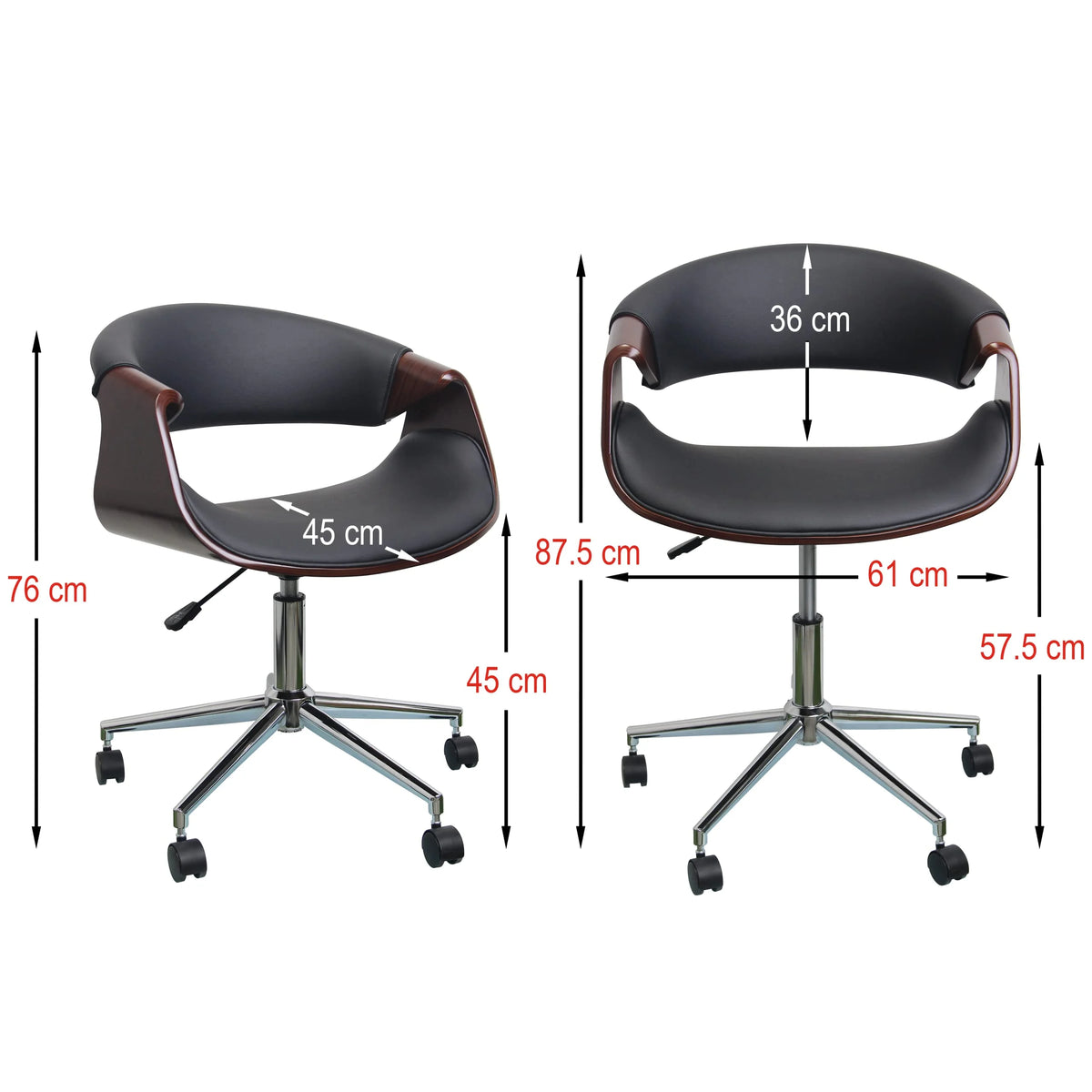 Walnut Wood PU Leather Office Chair S114
