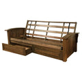 Queen Size Rustic Walnut Wood Storage Futon Frame M2368