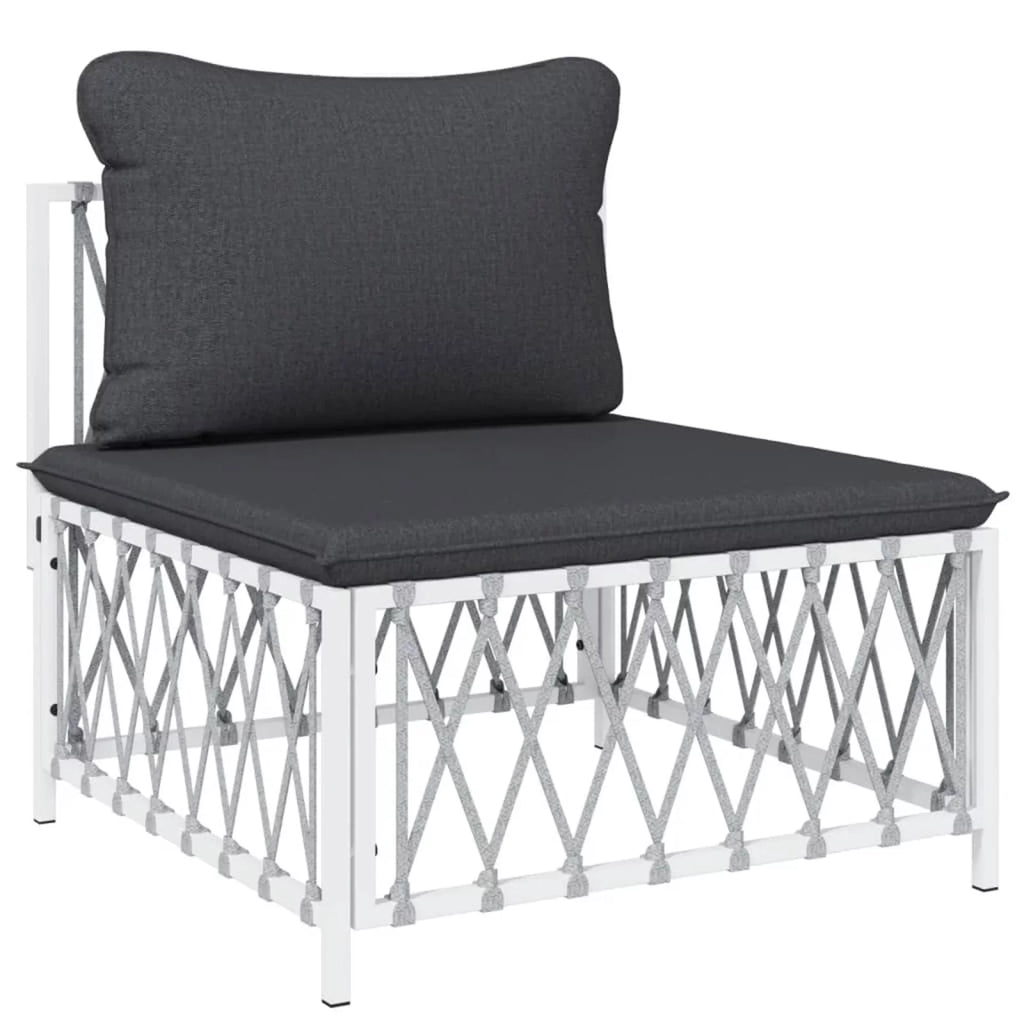 7 Piece Patio Set with Cushions White Steel K3933