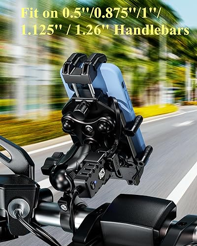 Motorcycle Phone Mount with 15W Wireless Charger & USB-C P270