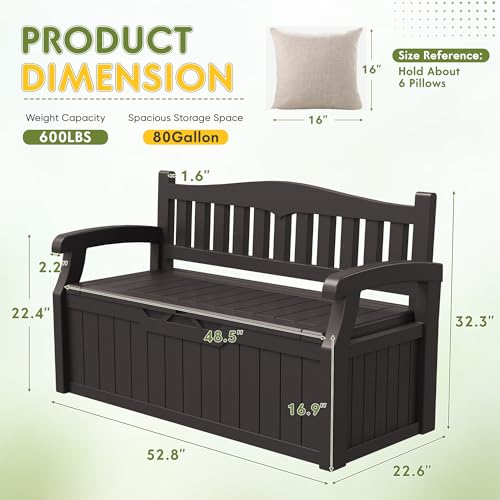 80 Gallon Black Storage Bench Deck Box S589
