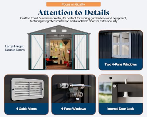 Galvanized Steel Storage Shed with Skylight Panels R2893
