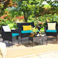 4 Pieces Patio Rattan Furniture Set Cushioned White H710219