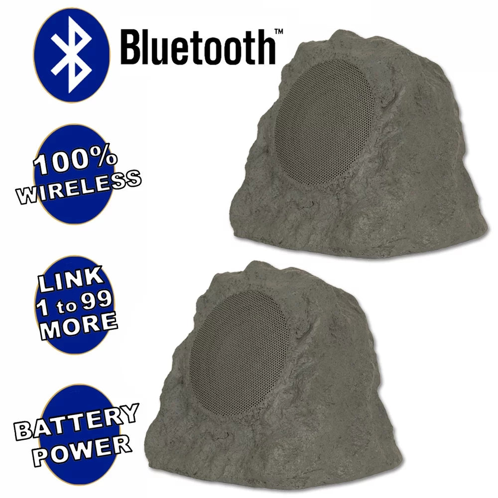 Slate Grey Wireless Rechargeable Bluetooth Rock Speaker Pair L930