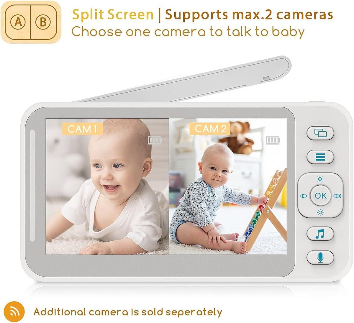 Baby Monitor with Two Cameras and 4.3'' LCD Split Screen N2894