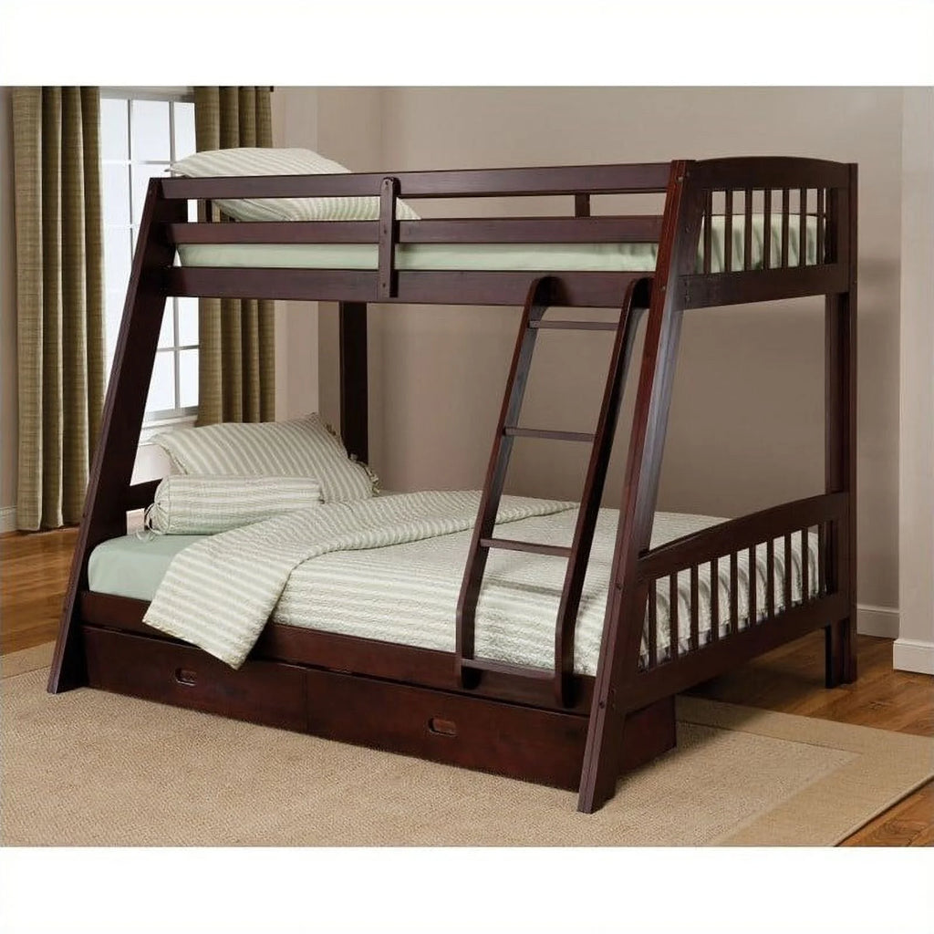 Solid Wood Twin Over Full Bunk Bed Set A8560