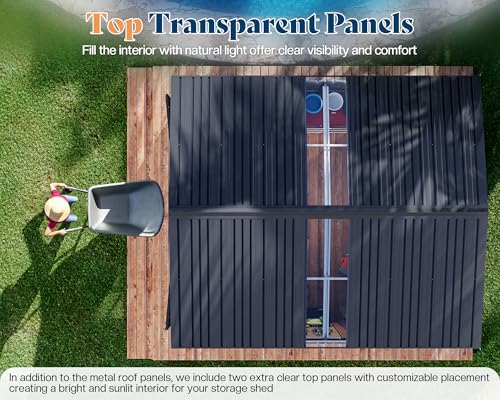 Galvanized Steel Storage Shed with Skylight Panels R2893