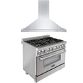 36 in. Dual Fuel Range and Range Hood Appliance Package M52767