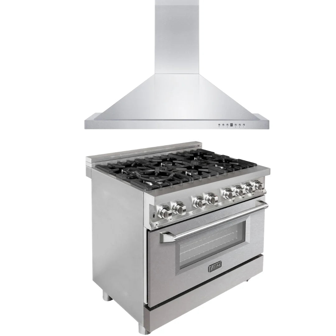 36 in. Dual Fuel Range and Range Hood Appliance Package M52767