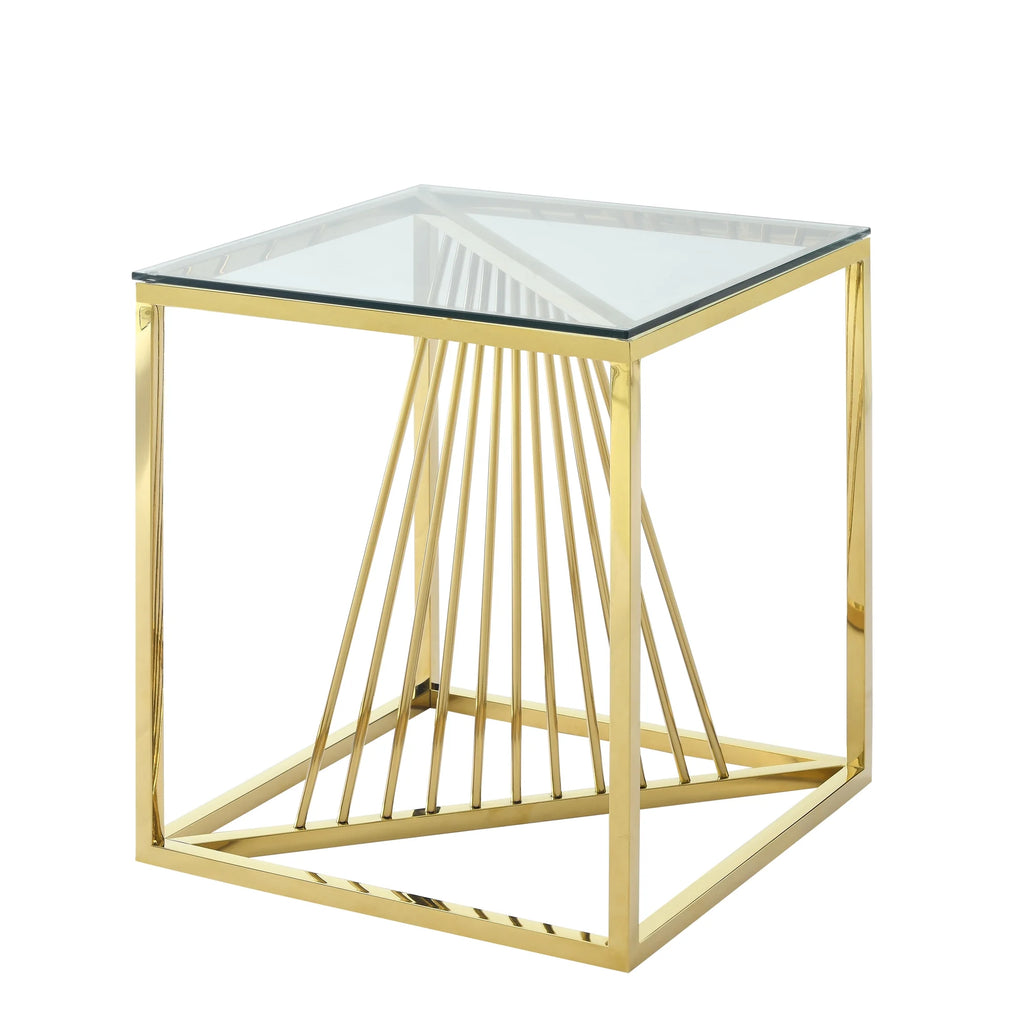 20 Inch Glass End Table with Metal Frame D36902