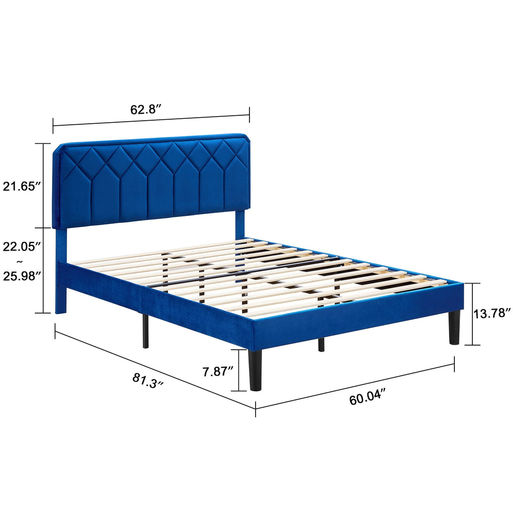 Blue 3-Piece Queen Bedroom Set with Nightstand Set of 2 M473269