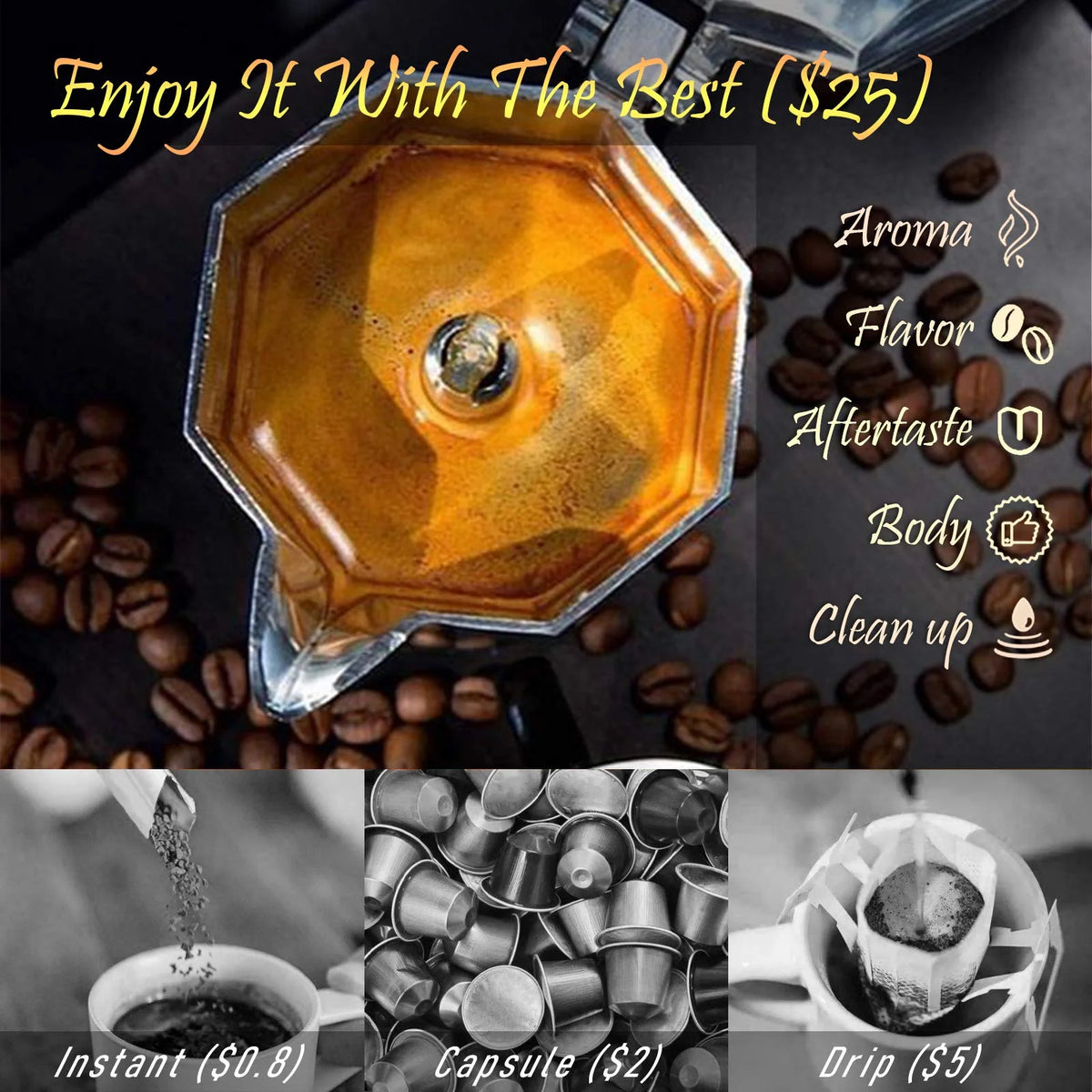 3 Cup Aluminum Stovetop Espresso Maker W2899