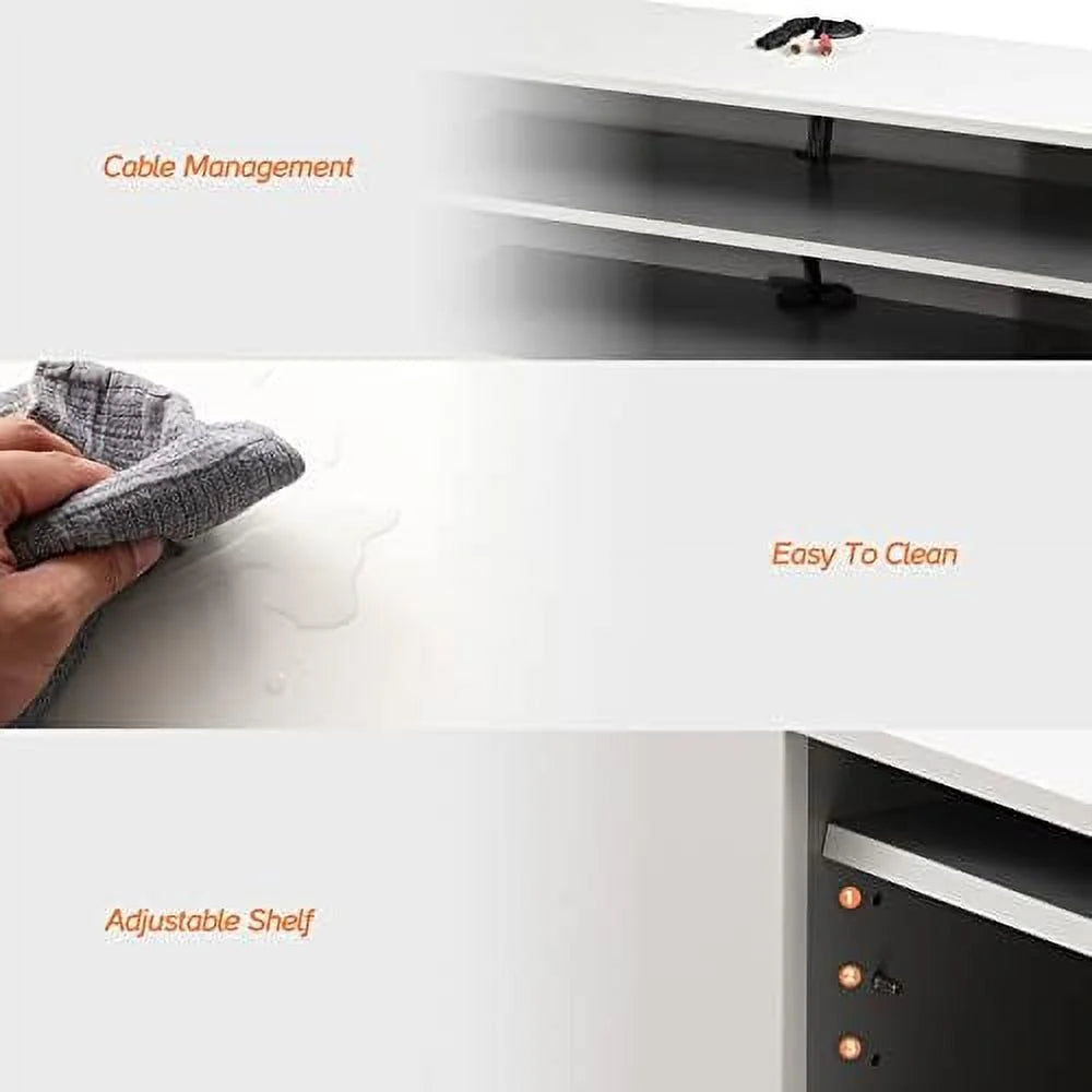 79 inch Floating TV Stand Wall Mounted Wood TV Cabinet Media Console Grey White G544392