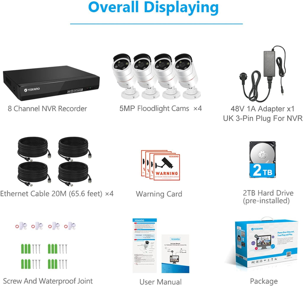 5MP PoE Security Camera System with 8CH NVR and 2TB Hard Drive Y248830