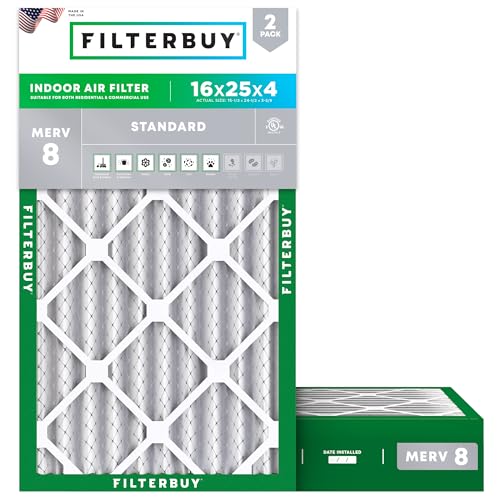 16x25x4 MERV 8 Pleated HVAC Air Filter 2-Pack C323