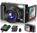 4K 48MP Compact Digital Camera with 16X Zoom, Black W74097