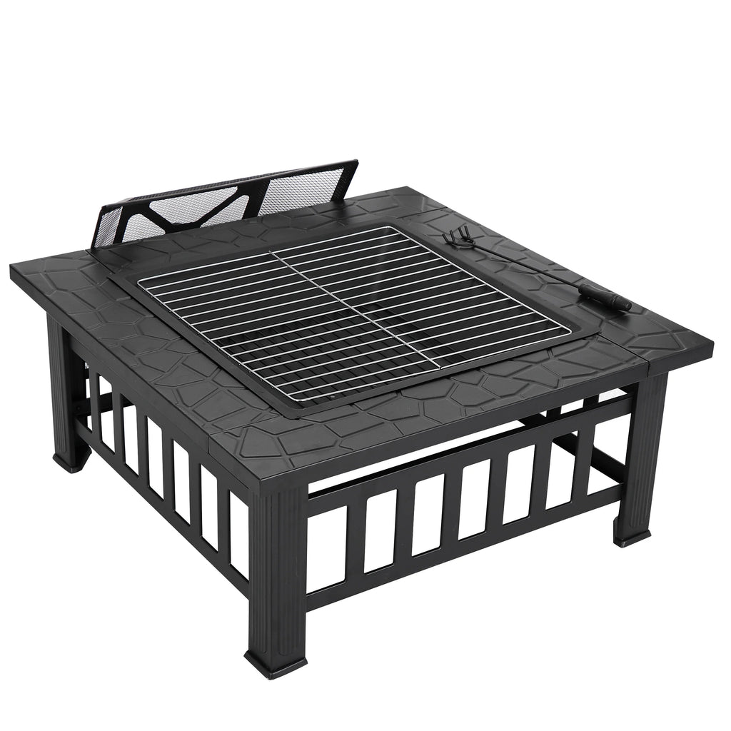 32 Outdoor Square Metal Wood Burning Fire Pit H706