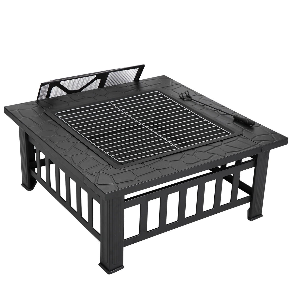 32 Outdoor Square Metal Wood Burning Fire Pit H706